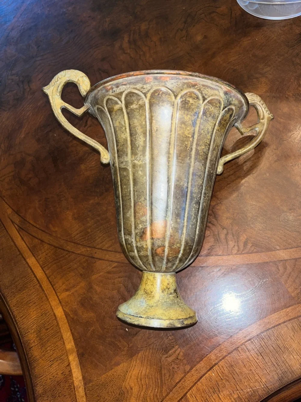 Vintage Two-Handled Trophy Vase in Aged Gold - Picture 6 of 9